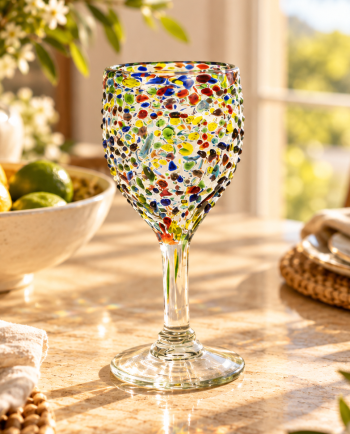 confetti stemmed wine glass